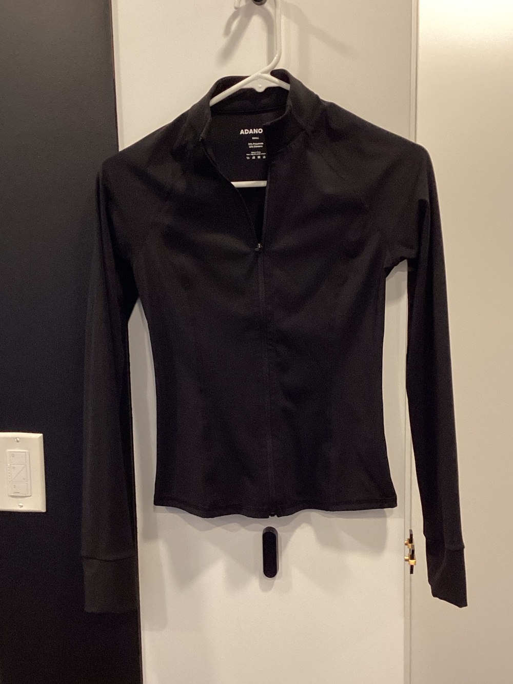 Adanola Black Long-Sleeve Zip Front Top